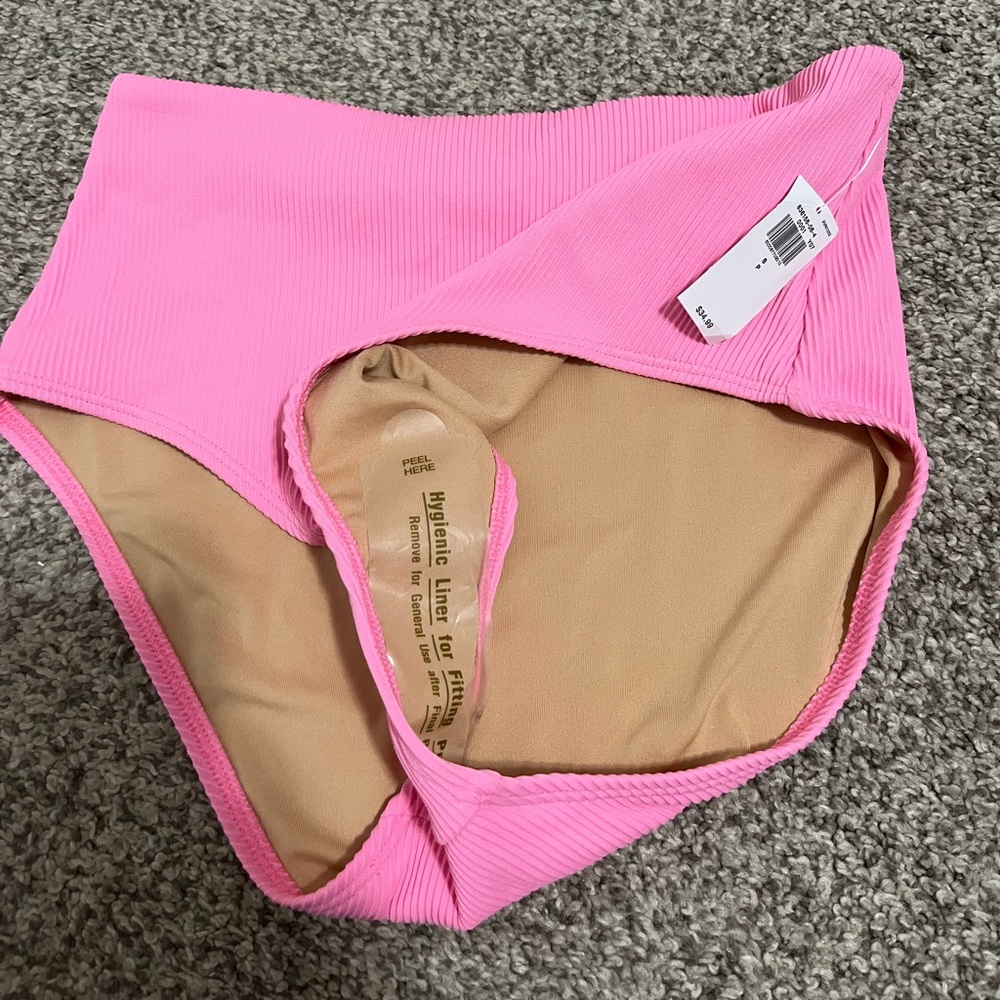 Pink Ribbed High-Wasited Bottoms - Picture 3 of 4